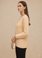 Soft Peach Cardigan with Delicate Neckline Detail