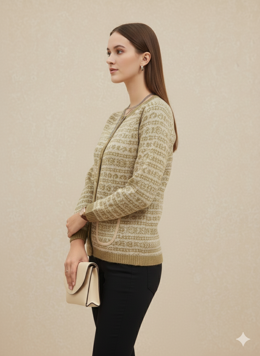 Elegant Fair Isle Knit Cardigan