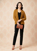 Mustard Textured Knit Button-Down Cardigan