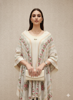 The Off-White/Pink & Green Floral Poncho