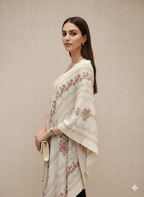 The Off-White/Pink & Green Floral Poncho