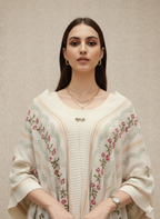 The Off-White/Pink & Green Floral Poncho