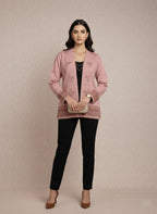 Blush Pink Embroidered Winter Cardigan Jacket