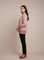 Blush Pink Embroidered Winter Cardigan Jacket