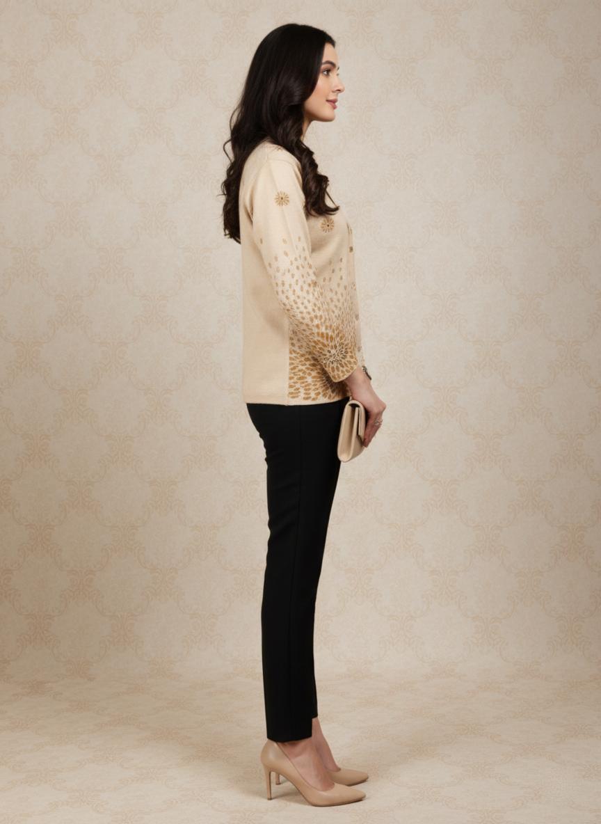 Beige Printed Cardigan