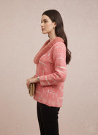 Pink Textured Jacket with Faux Fur Collar