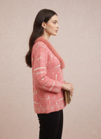 Pink Textured Jacket with Faux Fur Collar