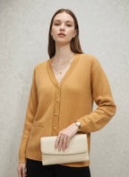 Honey Yellow Waffle Knit Pocket Cardigan