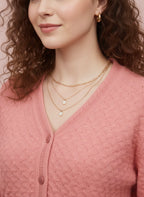 Dusty Pink Textured Diamond Knit Cardigan