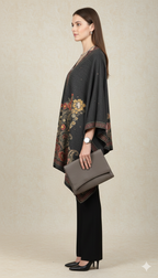 Regal Embroidered Woolen Poncho Shawl