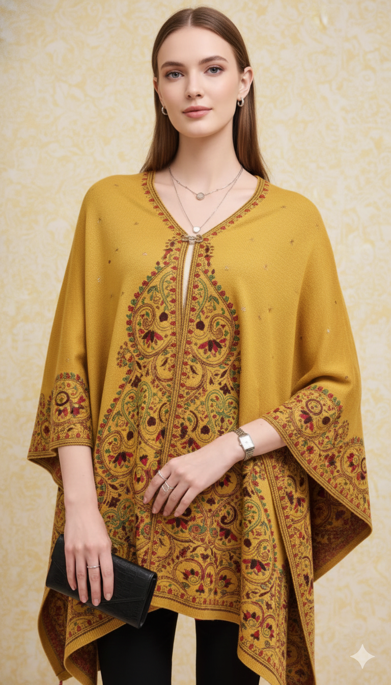 Golden Harvest Embroidered Poncho