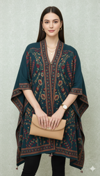 Charcoal Grey Intricate Geometric Kaftan Tunic