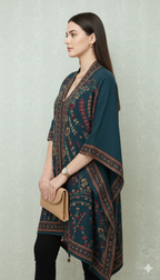 Charcoal Grey Intricate Geometric Kaftan Tunic