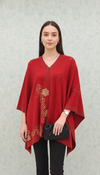 Radiant Red Embroidered Poncho – Bold & Beautiful