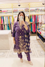 Royal Purple Zari Embroidered Suit Set