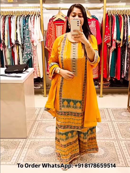 Festive Wear Pure Crepe Plazzo Set