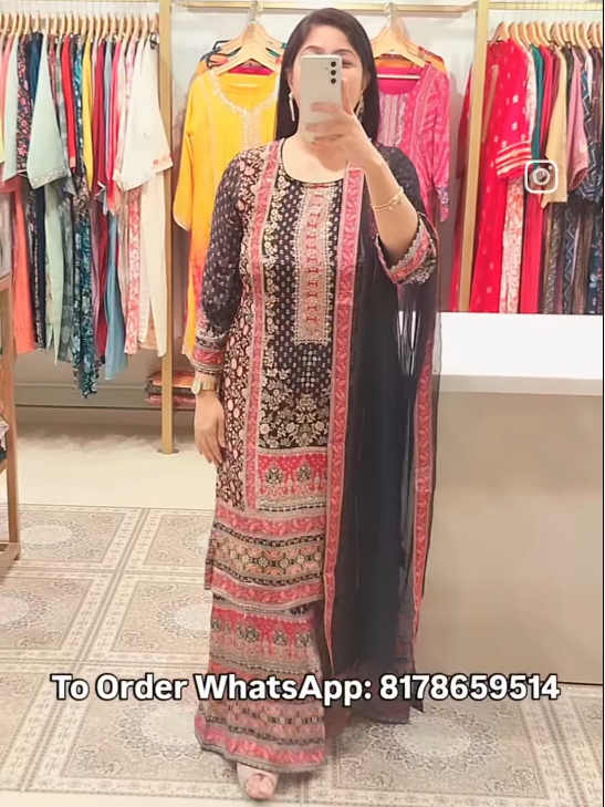 Festive Wear Pure Crepe Plazzo Set