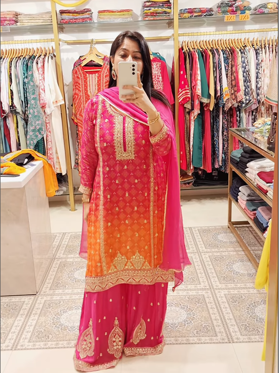 Festive Wear Pure Crepe Plazzo Set