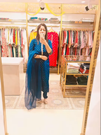 Elegant Polka Print Blue Cotton Kurta Set with Dupatta