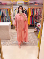 Pink Blush Embroidered Cotton Kurta Set with Matching Dupatta