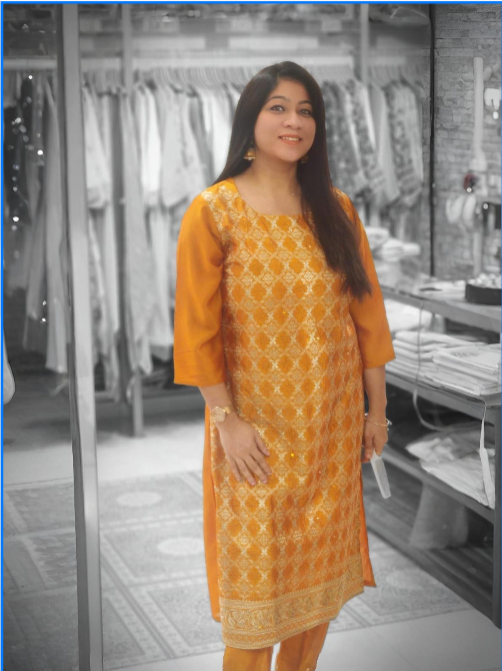 Mustard Yellow 3-Piece Suit with Exquisite Gold Thread Embroidery