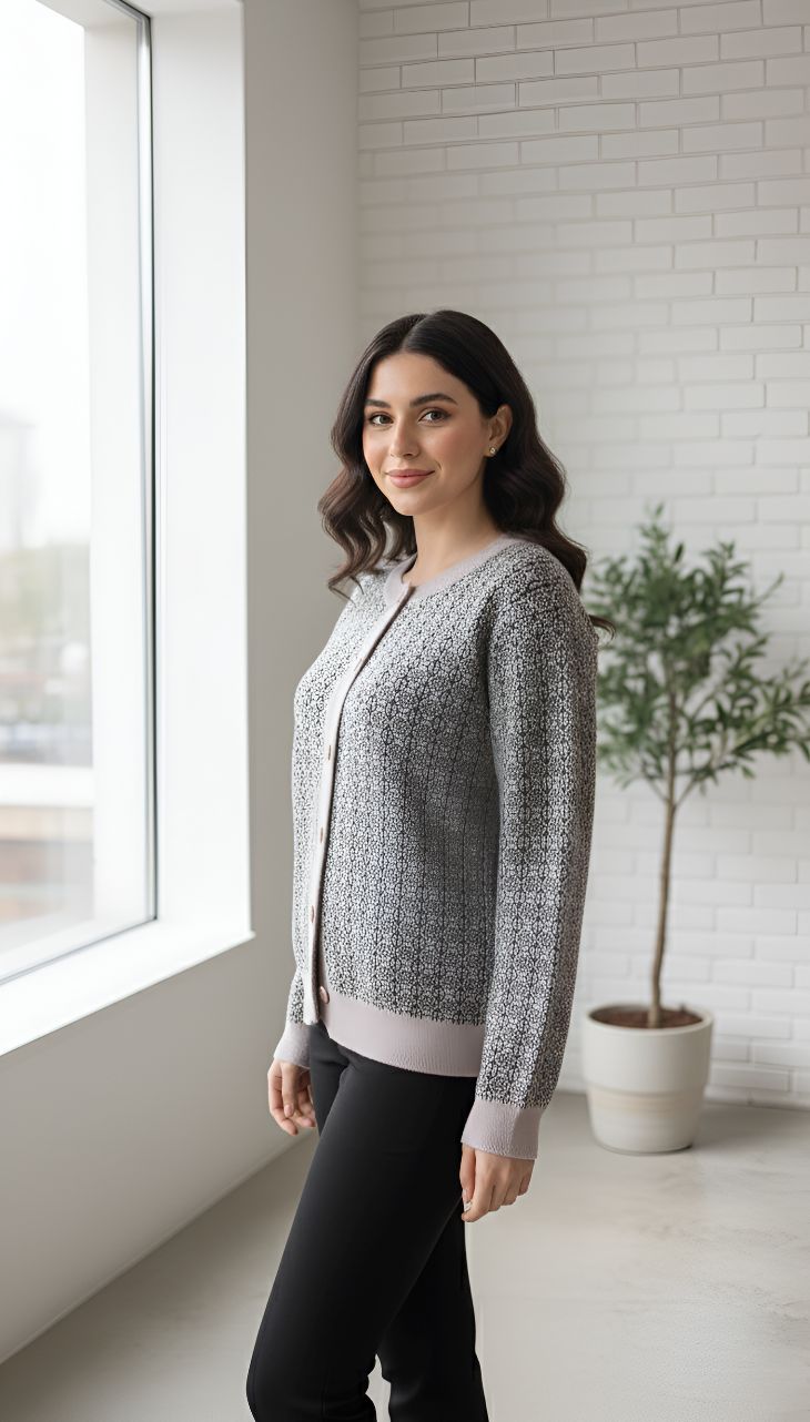 Elegant Soft Knit Button-Down Winter Cardigan