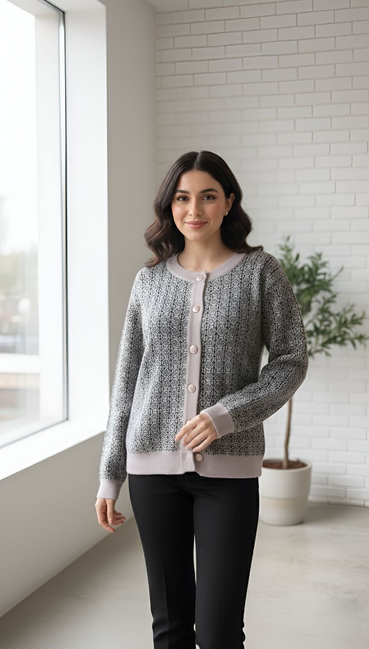 Elegant Soft Knit Button-Down Winter Cardigan