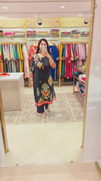 Tribal Motif Printed Black Cotton Kurta Set