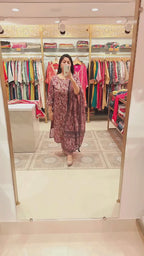 Elegance Brown Floral Print Suit With Delicate Tilla Work