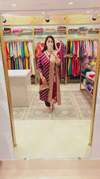 Maroon Gold Zari Embroidered Cotton Silk Suit Set