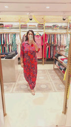 Vibrant Muslin Floral Co-ord Set with Hip-Covered Silhouette and Collar Detailing