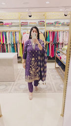 Royal Purple Zari Embroidered Suit Set