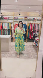 Floral Print Anarkali Cotton Kurta Set with Dupatta