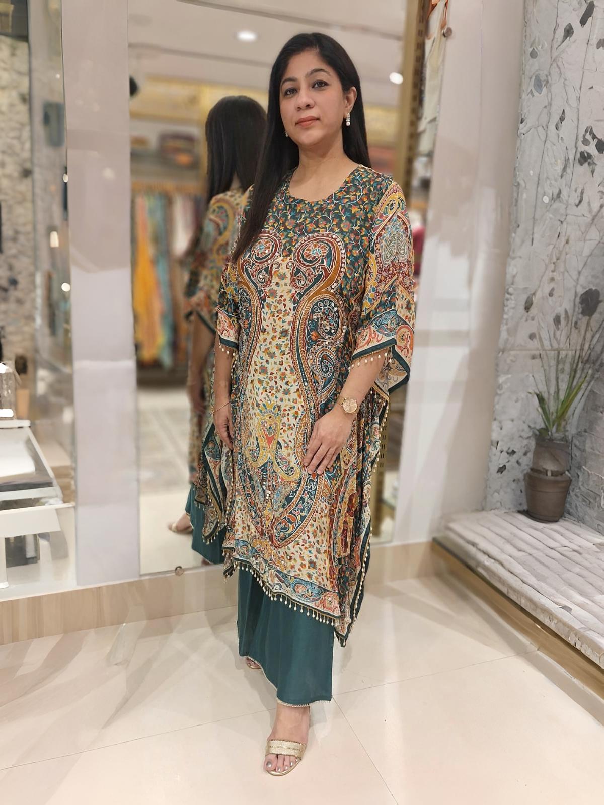 Emrald Green Muslin Kaftan Set