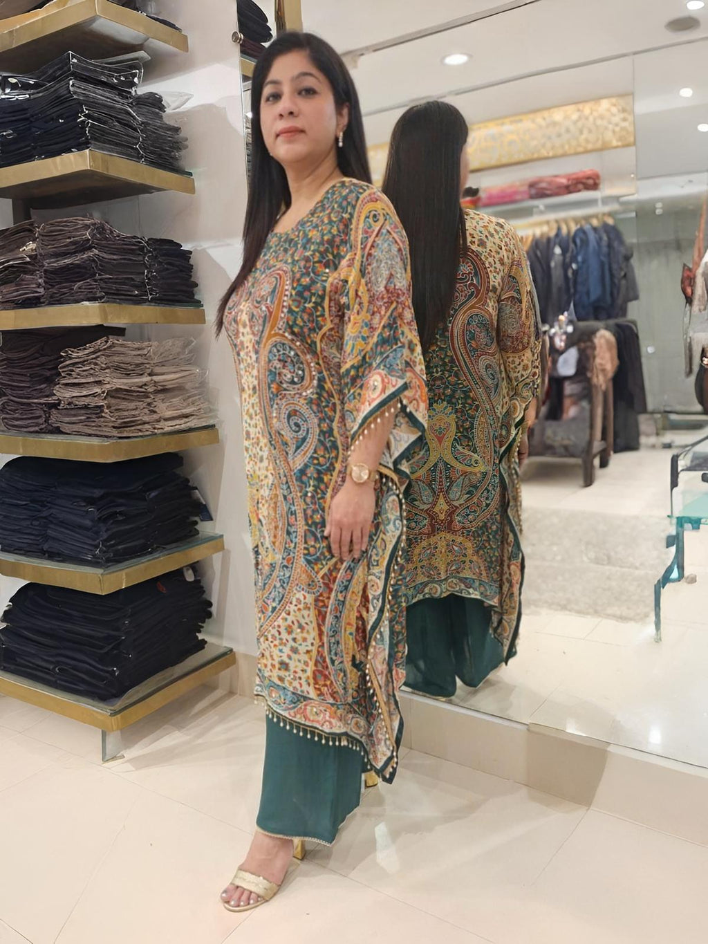 Emrald Green Muslin Kaftan Set