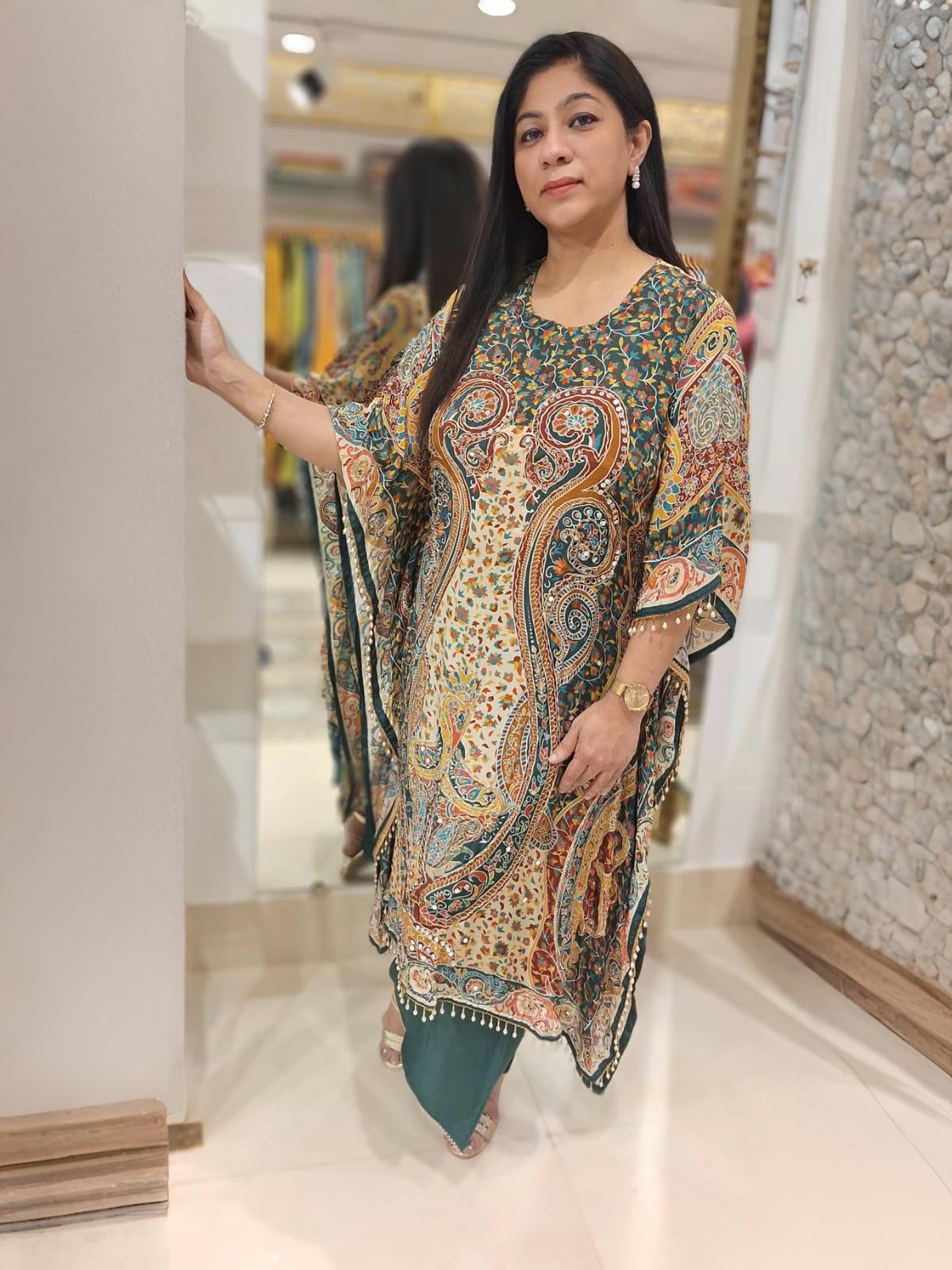 Emrald Green Muslin Kaftan Set